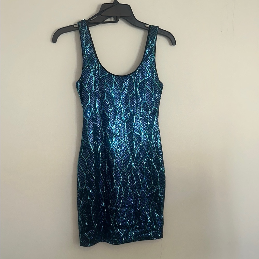 Lily Rose Blue Sequin Bodycon Mini Dress
